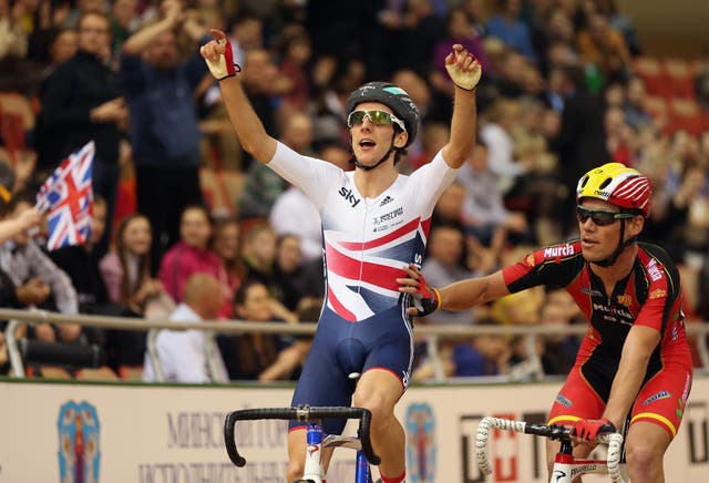 <p>Yates claimed points race gold at the Track World Championships in 2013</p>