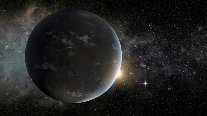 <p>Artist’s concept of a planet orbiting in the habitable zone of a K star</p>