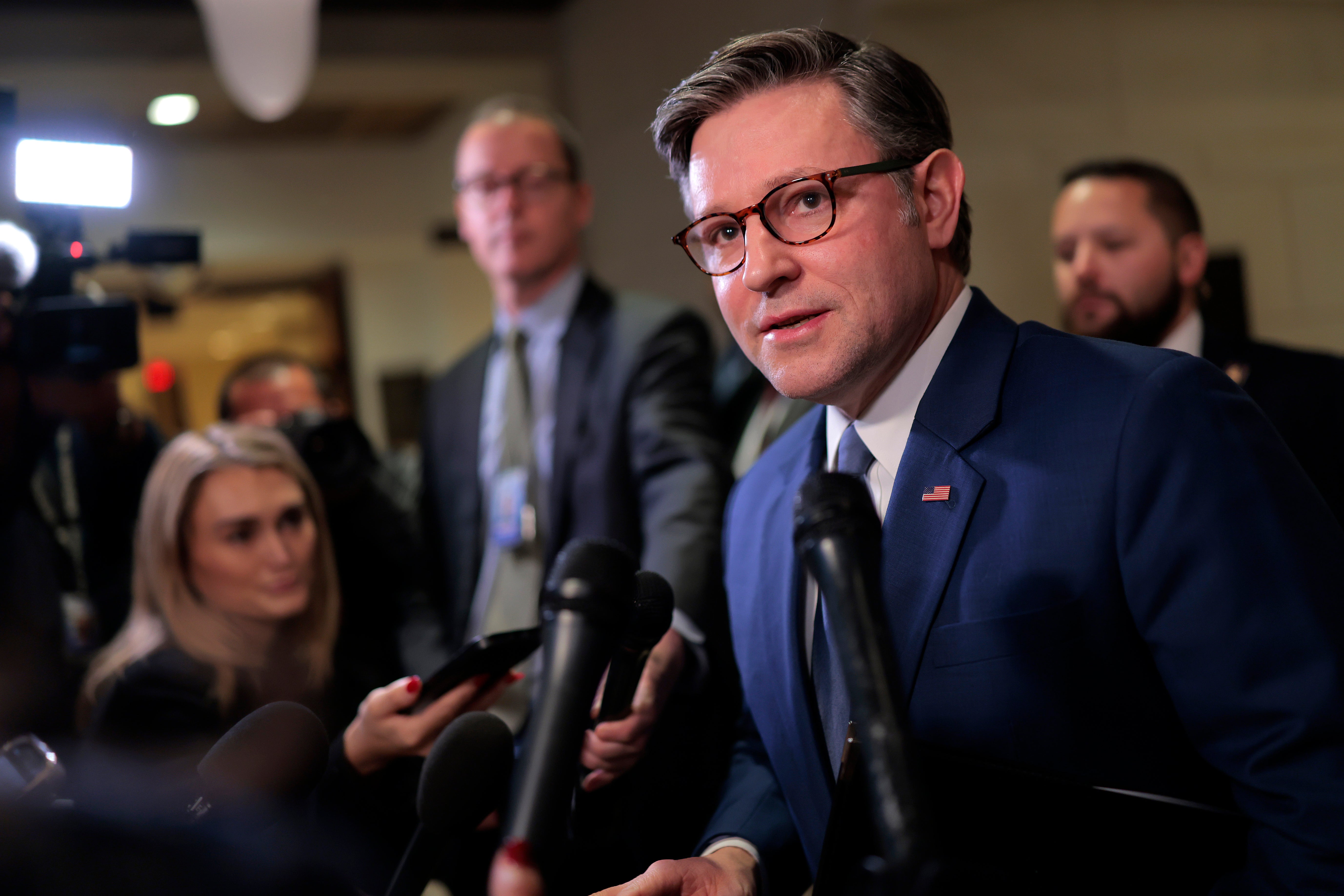 <p>Speaker of the House Mike Johnson (R-LA) told reporters that nobody is talking about war with Greenland, despite the Trump administration’s saber-rattling about it.</p>