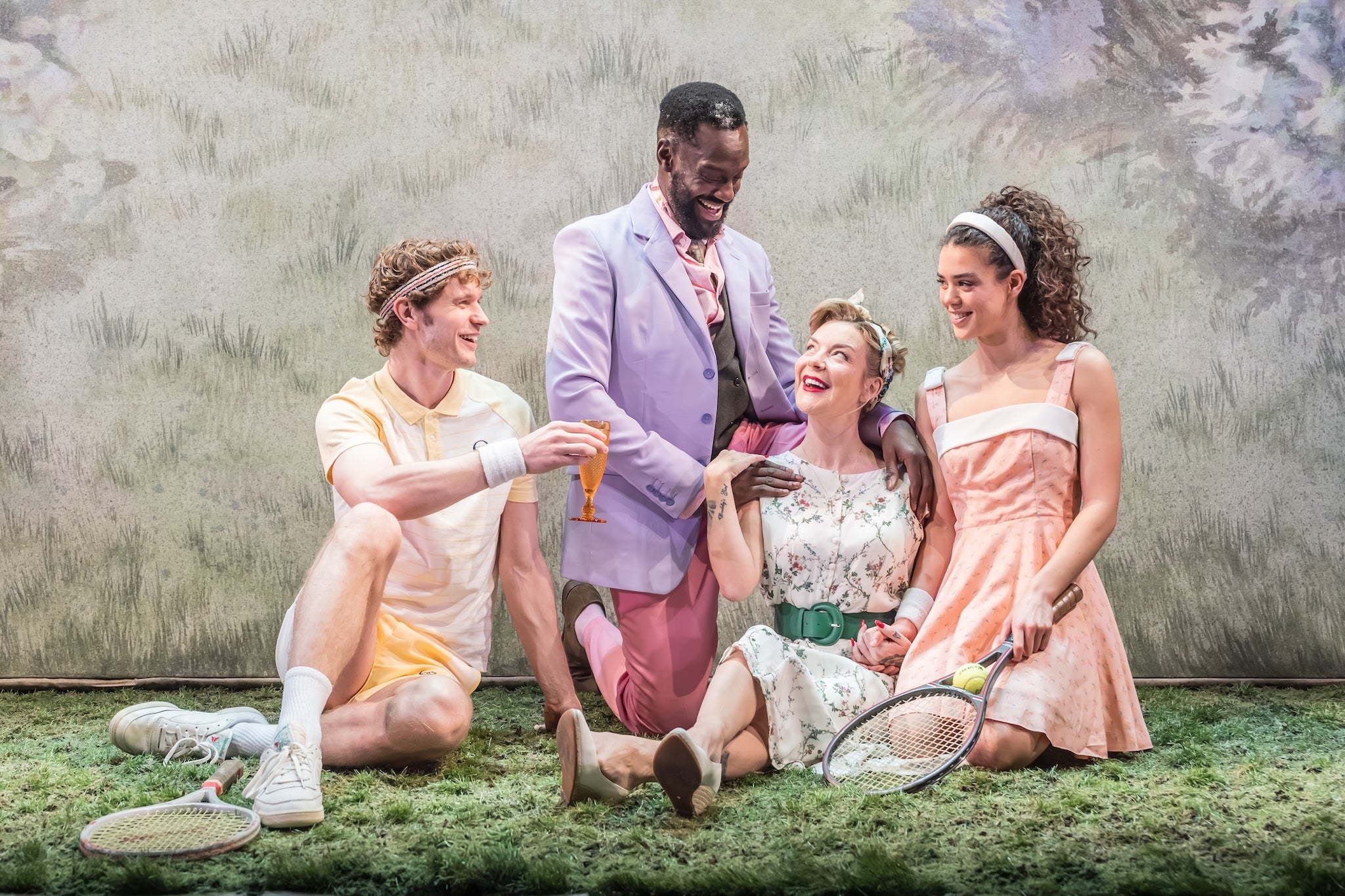 Anyone for tennis?: Chris Jenks (Tony), Sule Rimi (Andy), Smith and Safia Oakley-Green (Lucy) star in ‘Woman in Mind’