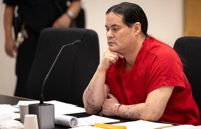 <p>Convicted rapist Redwolf Pope, representing himself, listens to Judge Tanya L. Thorp during a sentencing hearing in King County Superior Court Wednesday, Jan. 7, 2026, in Seattle. (Nick Wagner/The Seattle Times via AP)</p>