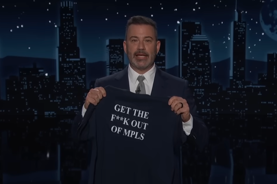 Jimmy Kimmel held up a ‘Get the f*** out of MPLS’ T-Shirt during his late night show
