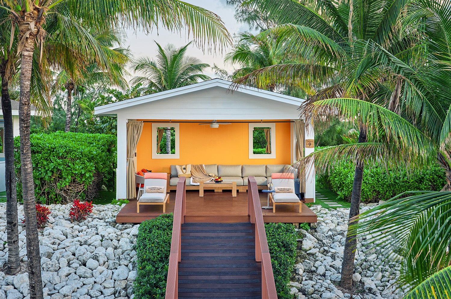 Guests can relax in their own private cabana on Great Stirrup Cay