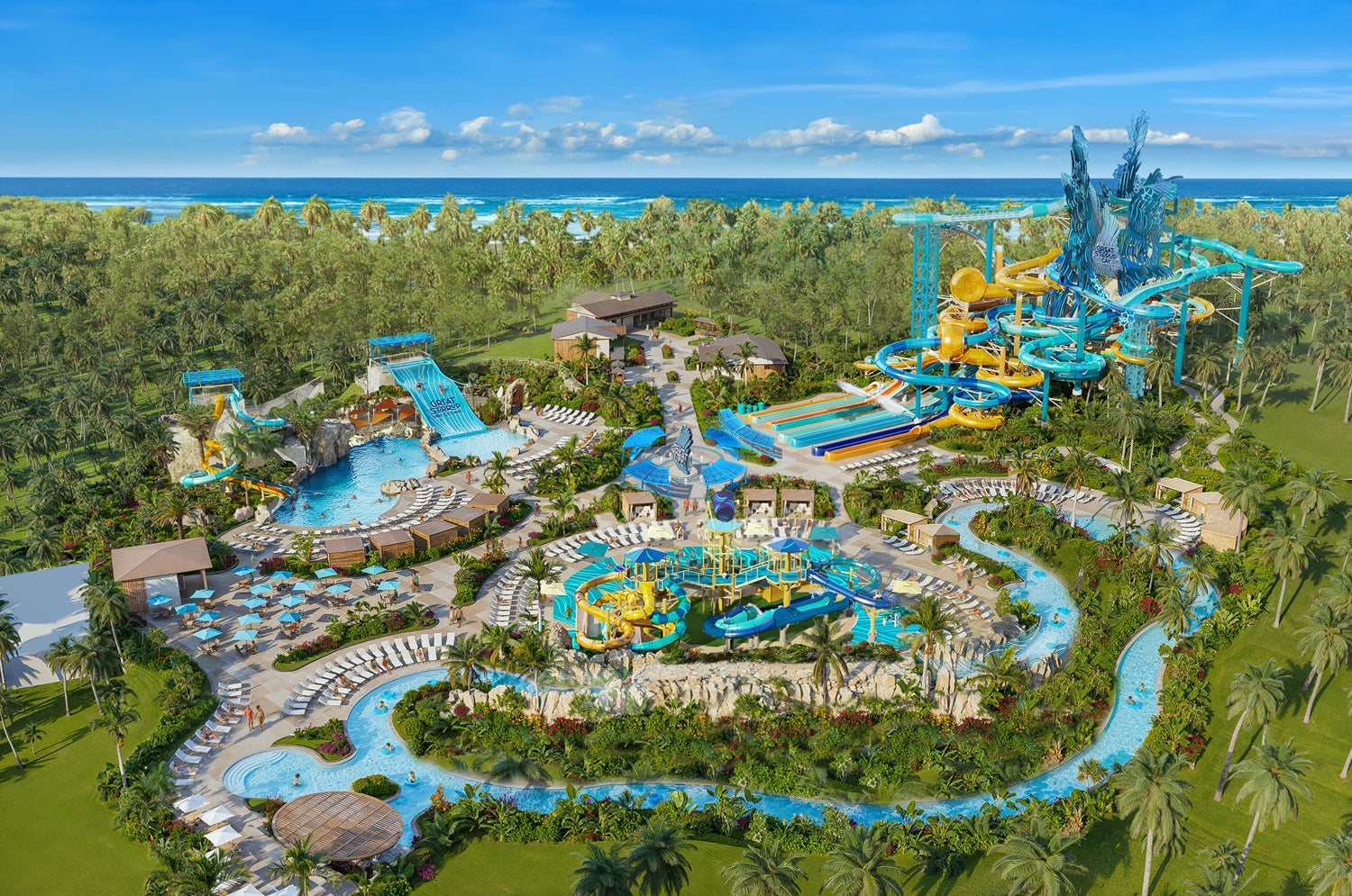 An image of how NCL's Great Tides Waterpark will look when it debuts in summer 2026