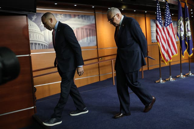 <p>House Minority Leader Hakeem Jeffries (D-NY) and U.S. Senate Minority Leader Chuck Schumer (D-NY) declined to say whether they would rein in ICE funding after the killing of Renee Good in Minnesota.</p>