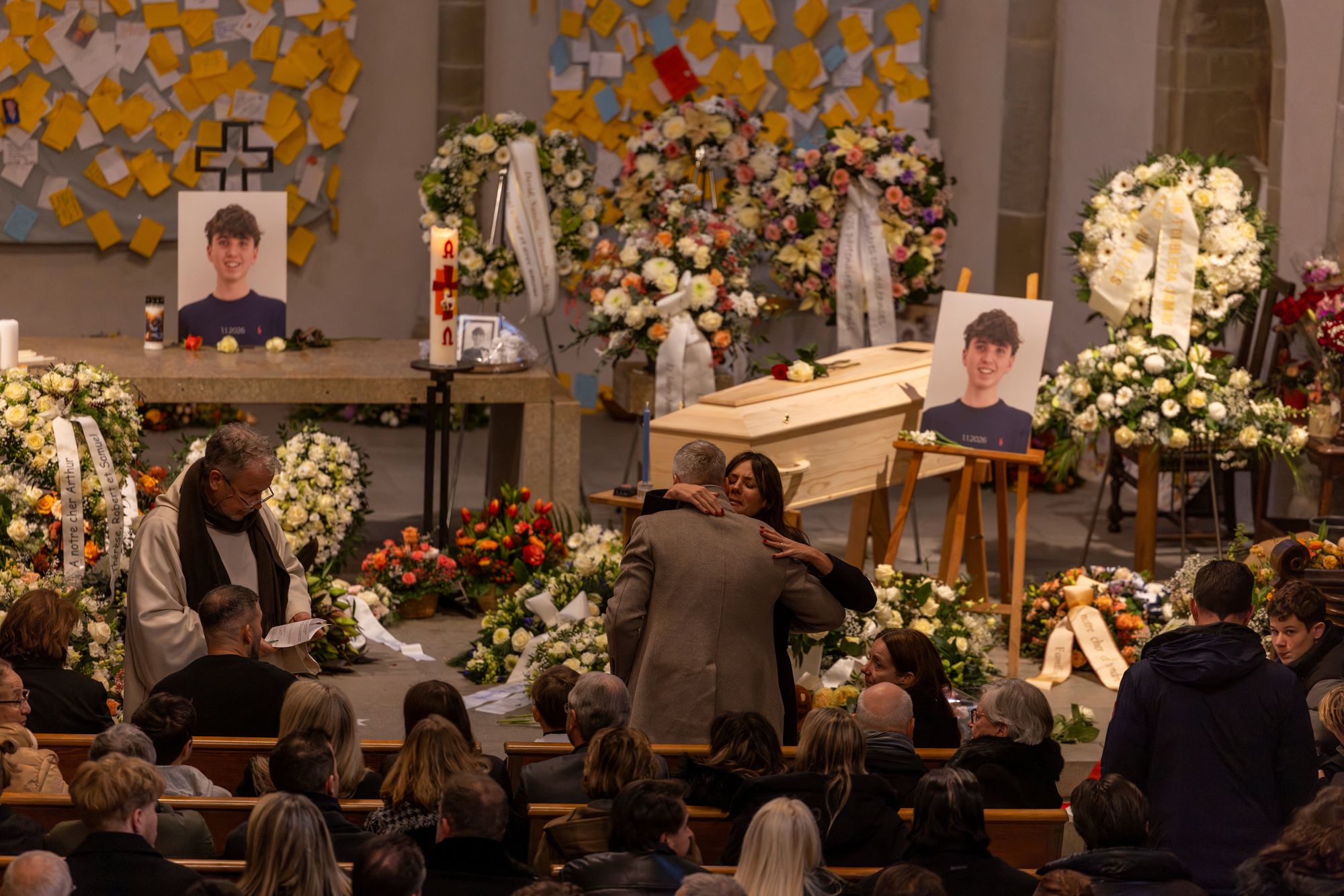 Funeral held for teen footballer killed in Swiss ski resort fire