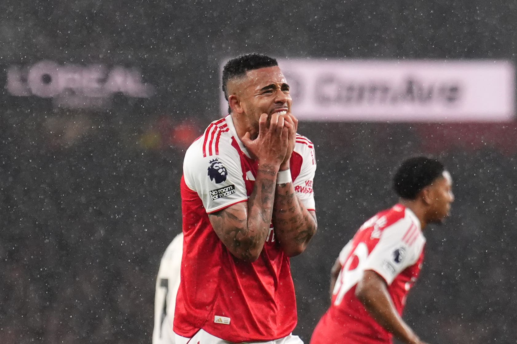 Arsenal’s Gabriel Jesus reacts during the Premier League match at Emirates Stadium, London. Picture date: Thursday January 8, 2026.