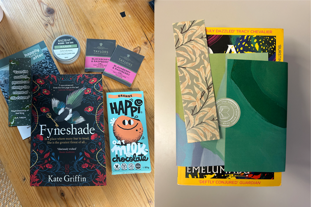 A selection of the book subscription boxes and their contents