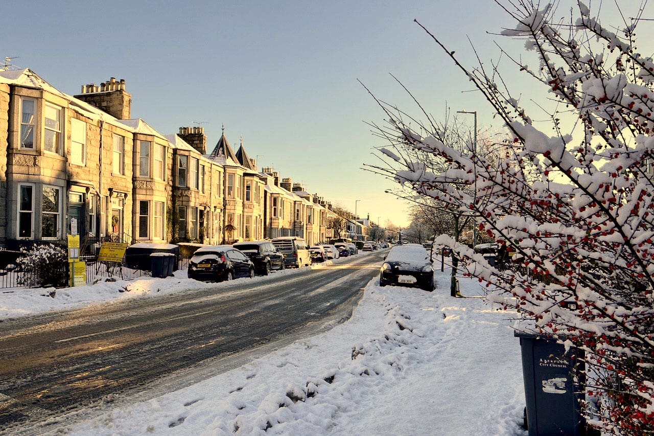 Snowy conditions in the west end of Aberdeen (Beth Edmonston/PA)