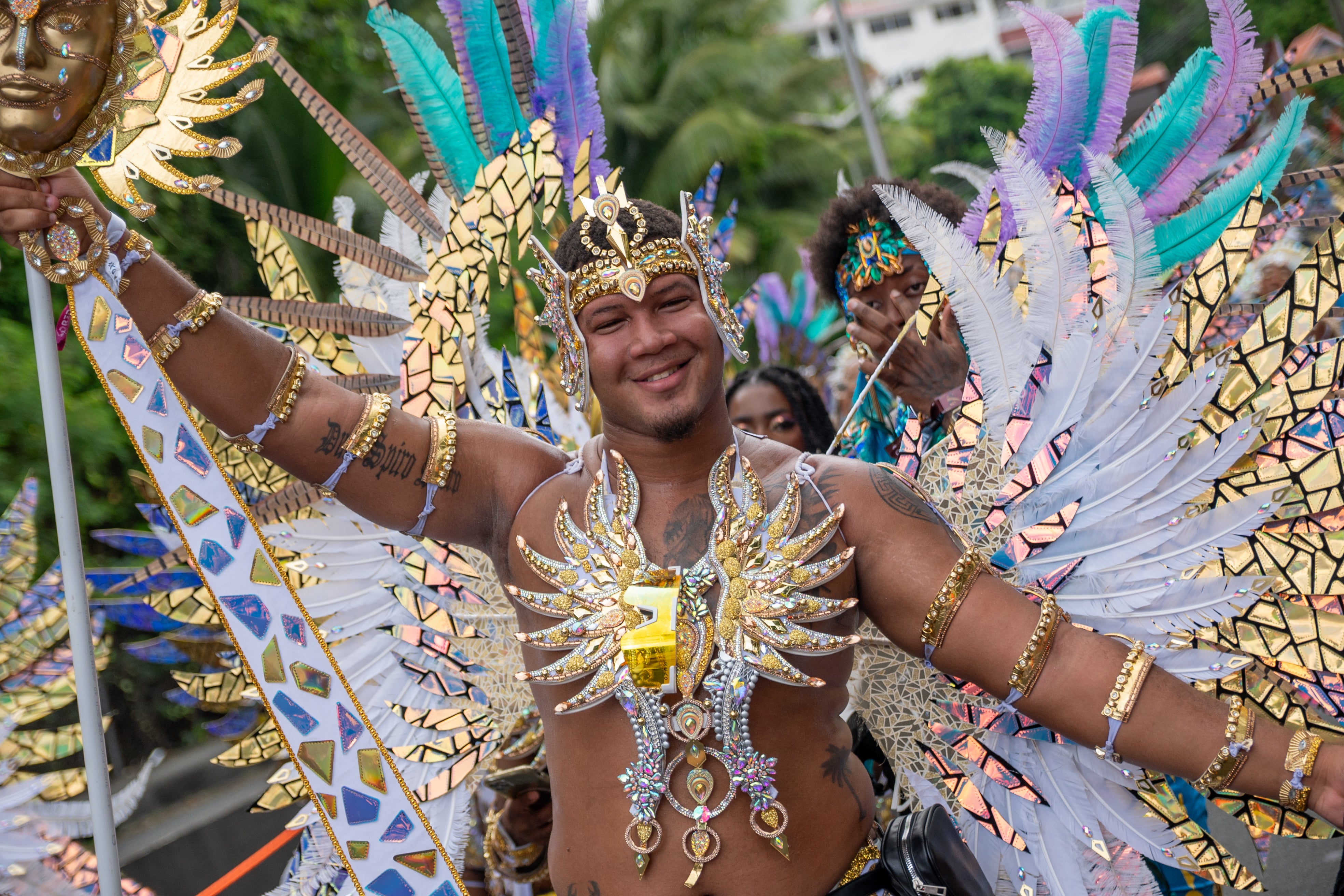 <p>Thousands take part in Saint Lucia's parades during carnival season</p>