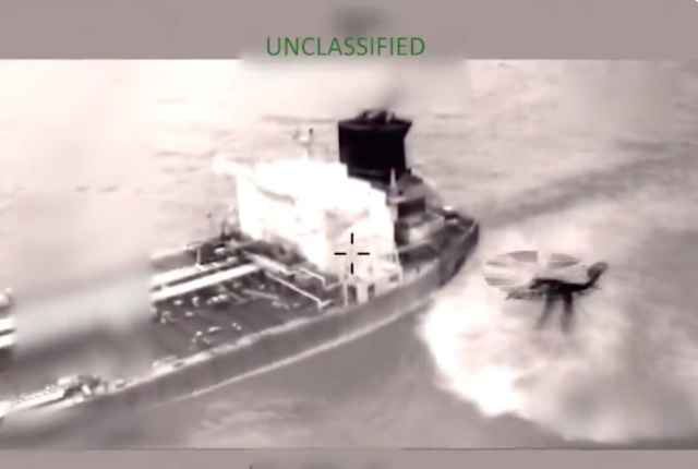 <p>US Marines and sailors from the USS Gerald R. Ford seized the Olina tanker early Friday morning</p>