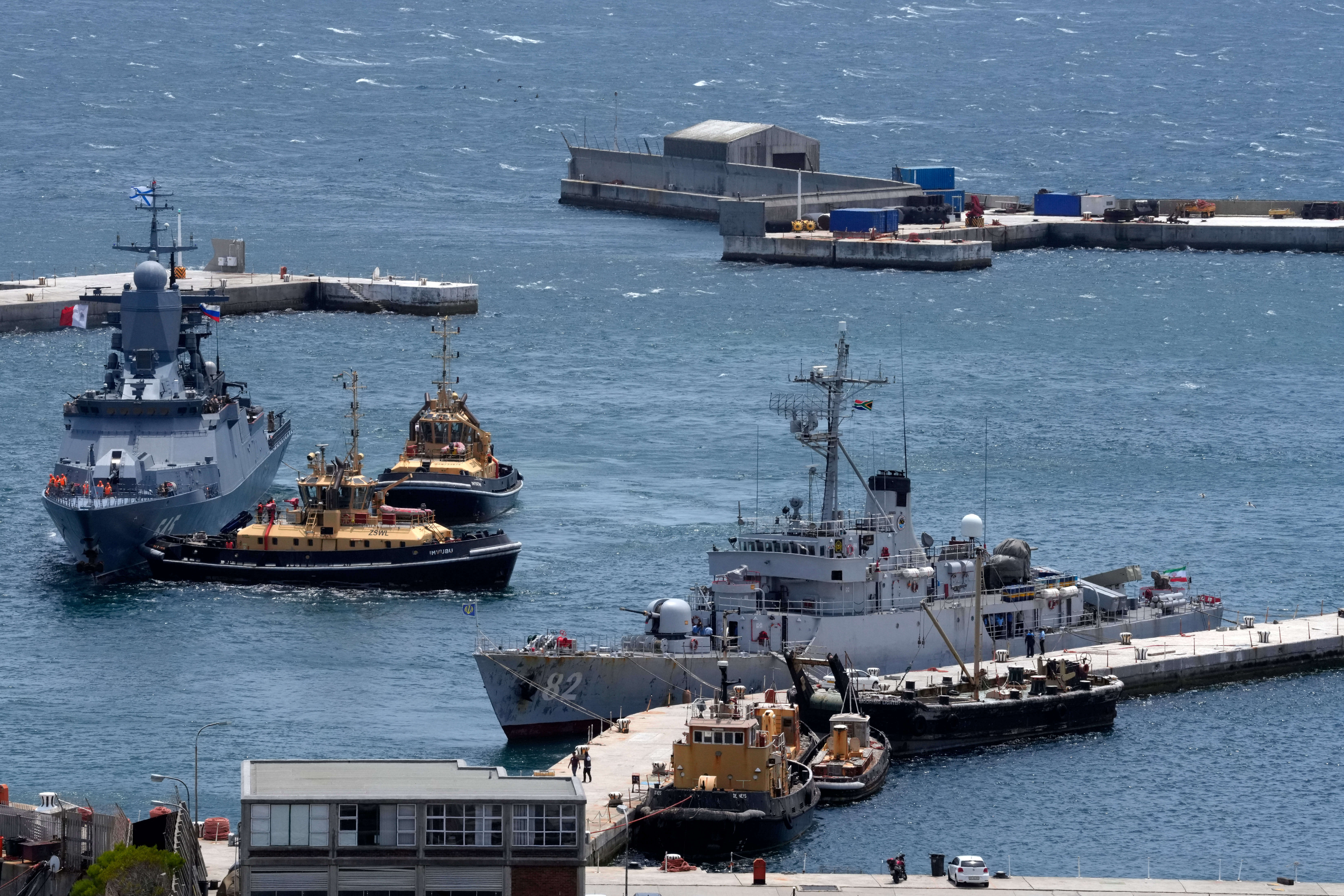<p>The Iranian navy ship Naghdi is seen docked at Simon’s Town Harbour in Cape Town, South Africa, on Friday</p>