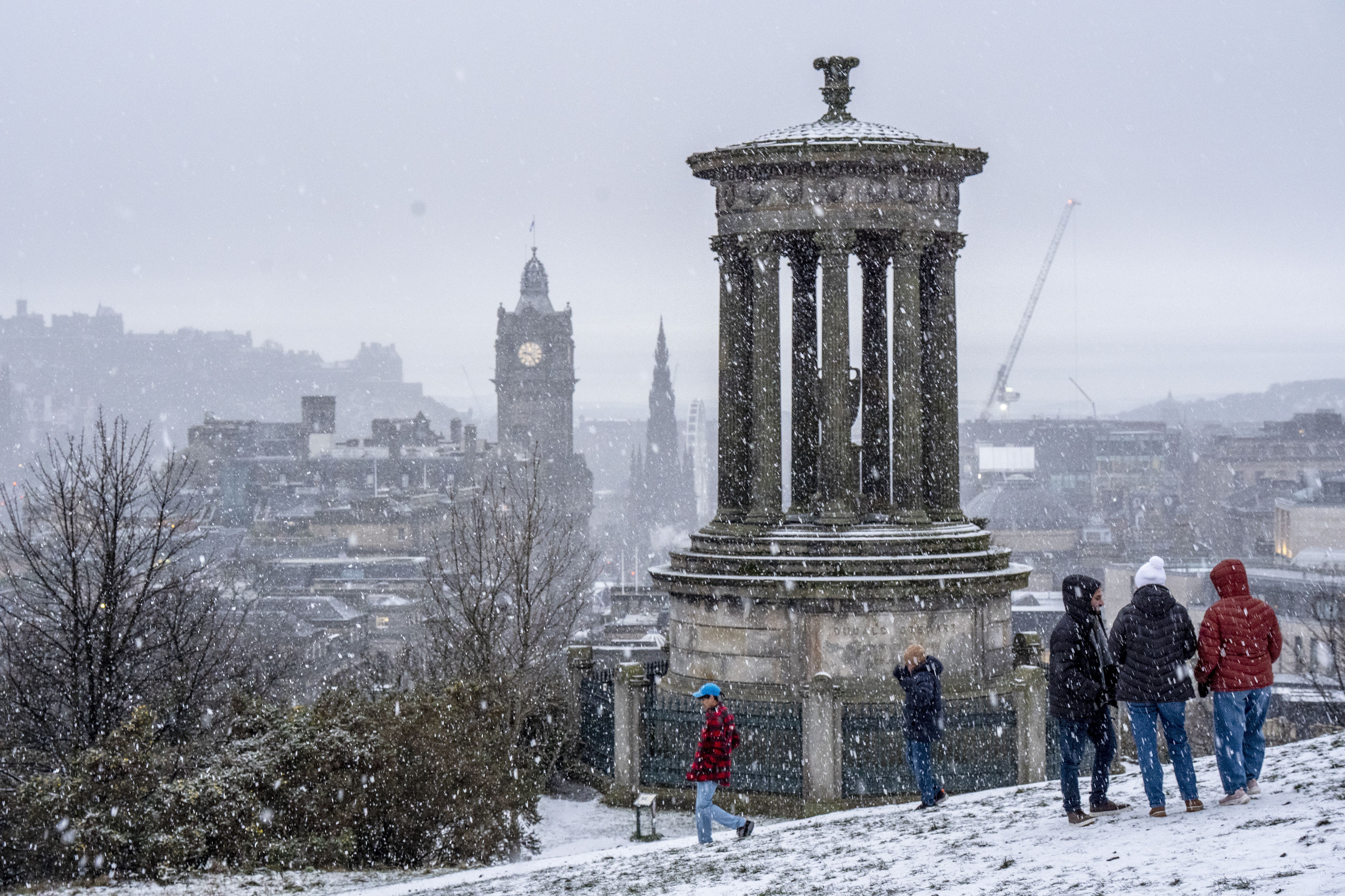 Edinburgh saw a dusting of snow on Friday as forecasters warn of further wintry weather (Jane Barlow/PA)