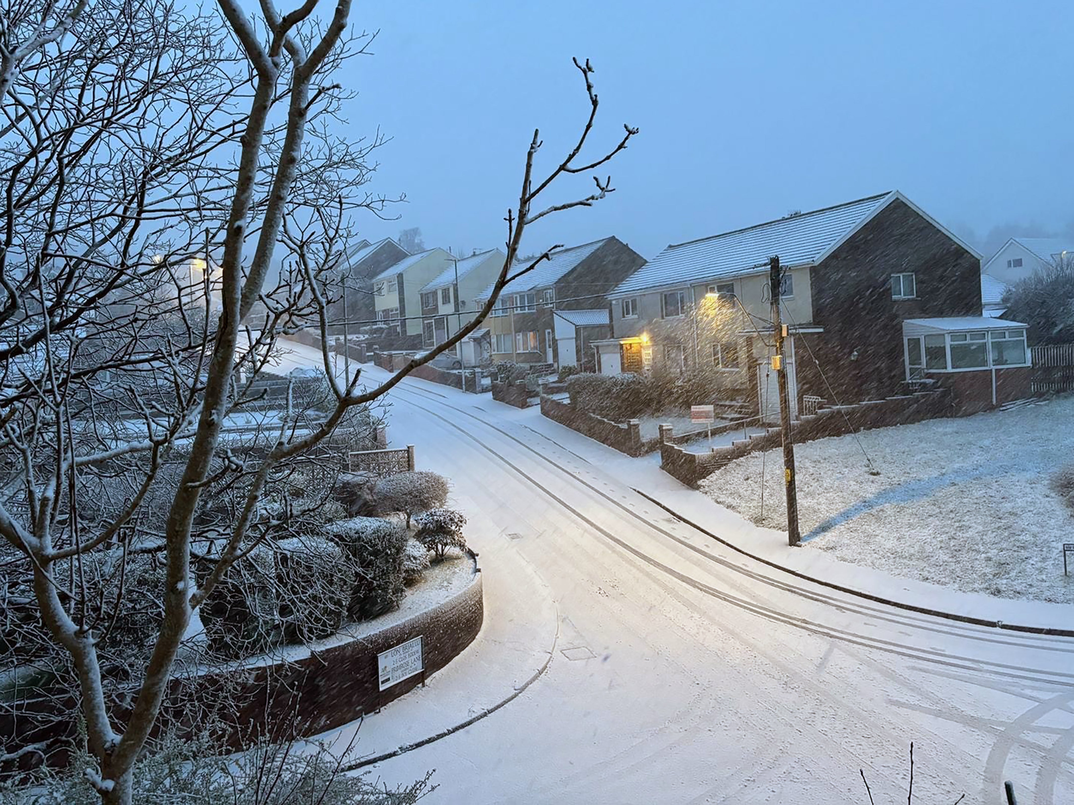 Snowy conditions in in Rassau, Ebbw Vale in South Wales. Storm Goretti has arrived in the UK bringing gusts of up to 100mph as a rare red warning for 'dangerous, stormy' winds was issued