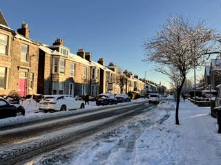 Snowy conditions in the west end of Aberdeen following more snowfall overnight