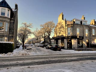 Snowy conditions in the west end of Aberdeen following more snowfall overnight