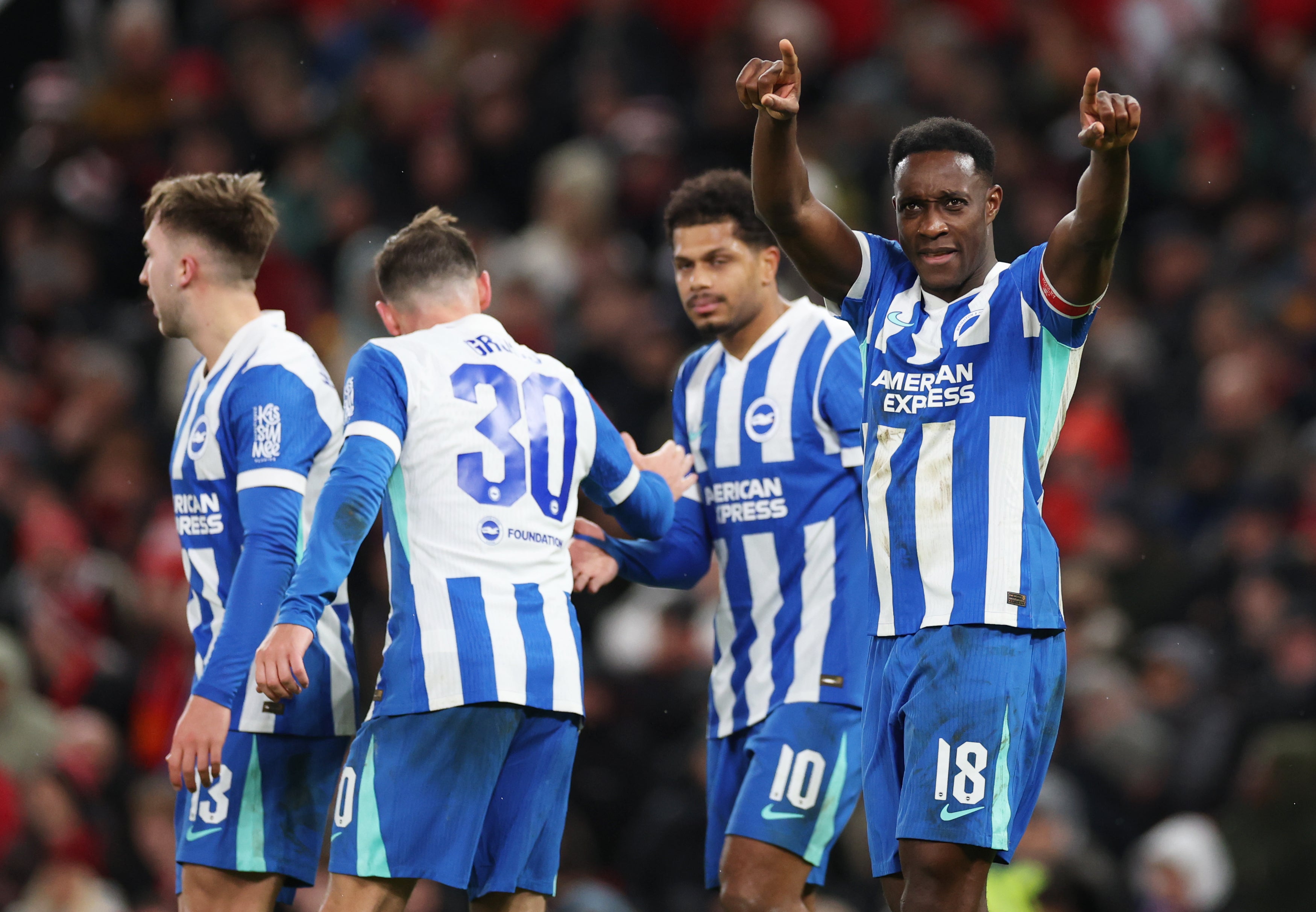 Danny Welbeck continuou sua defesa da seleção da Inglaterra ao dobrar a vantagem do Brighton
