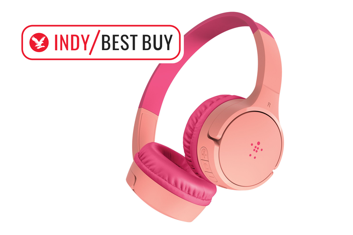 Belkin SoundForm mini wireless headphones for kids with best buy logo