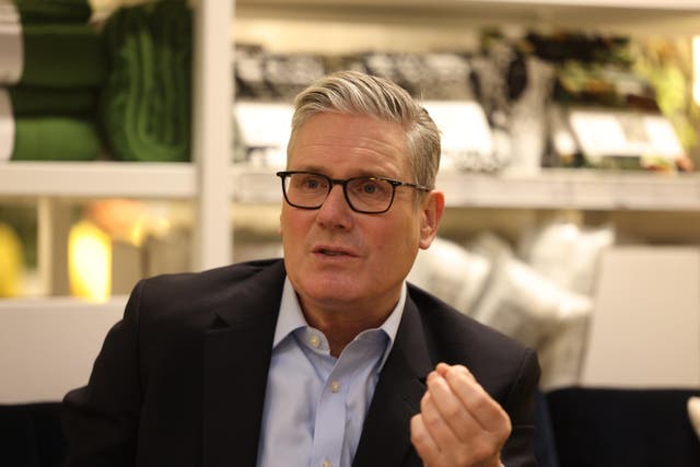 Prime Minister Sir Keir Starmer during a visit to Ikea in Croydon, south London, to mark the introduction of measures to make work pay and protect working families (Ian Vogler/Daily Mirror/PA)