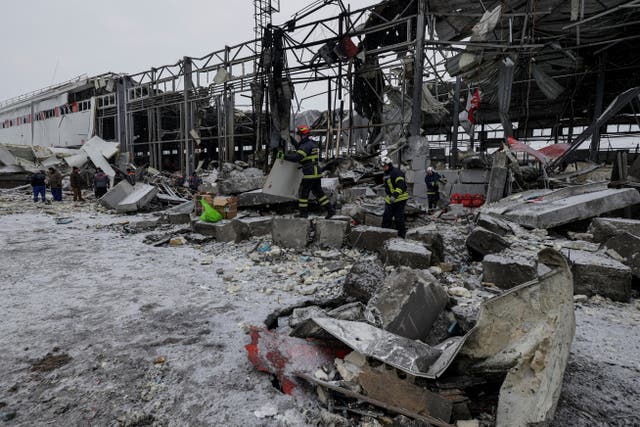<p>The aftermath of a Russian missile attack in Kharkiv</p>