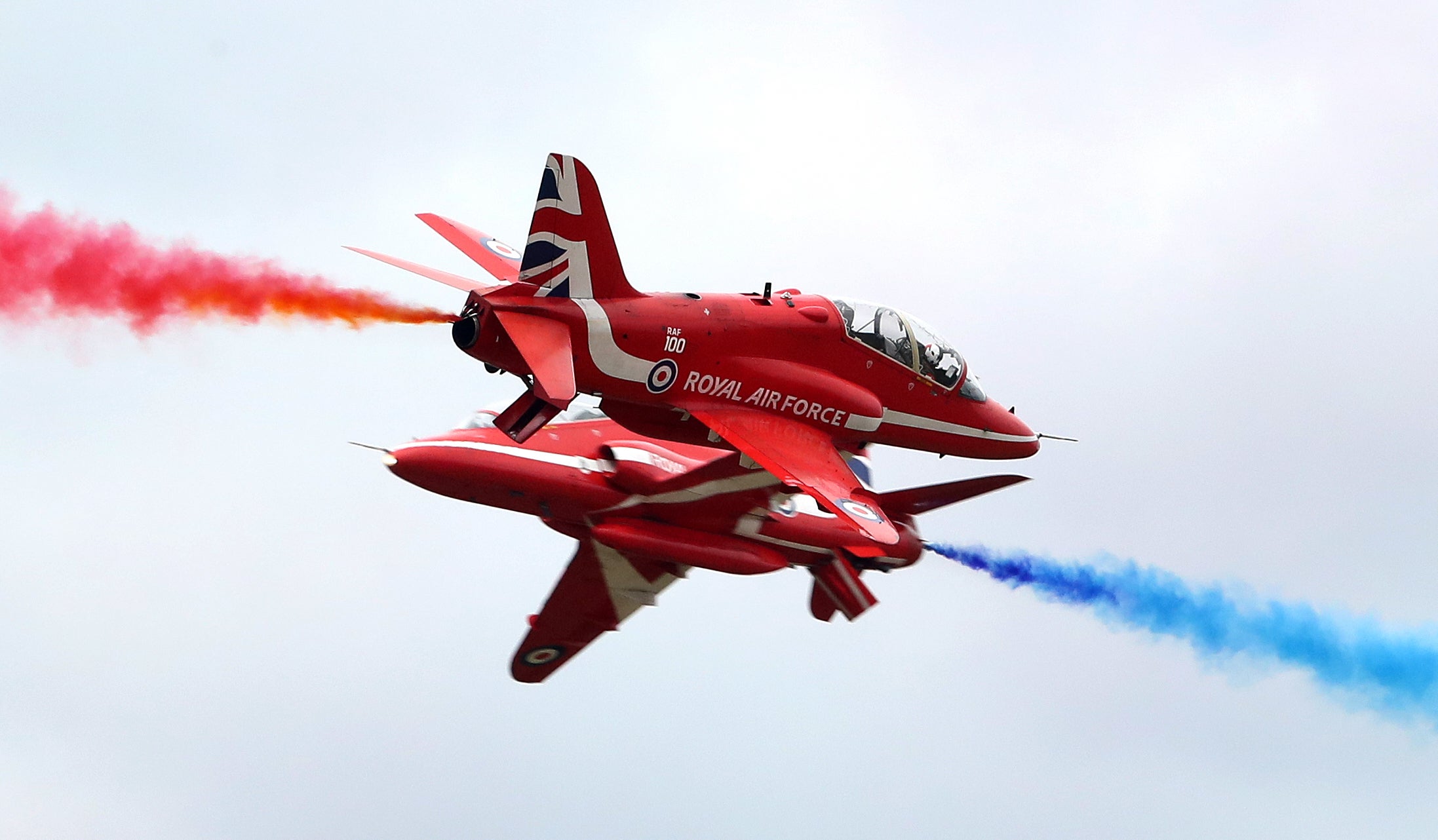 RAF Red Arrows performing at the Biggin Hill Festival of Flying (PA)
