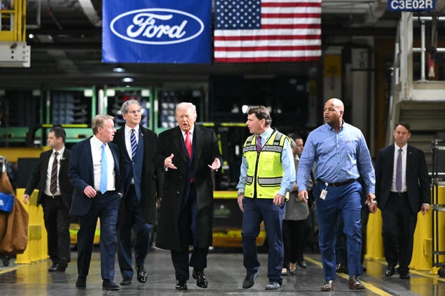 <p>Worker TJ Sabula heckled Donald Trump during the president’s visit to Ford’s River Rouge complex in Dearborn, Michigan on January 13, 2026</p>