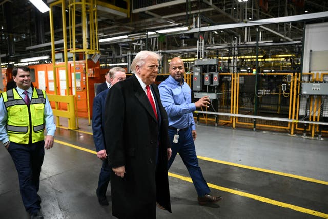 <p>US President Donald Trump, alongside L/R Ford CEO Jim Farley, Ford executive chairman Bill Ford and plant manager Corey Williams, tours Ford Motor Company's River Rouge complex in Dearborn, Michigan on January 13, 2026</p>