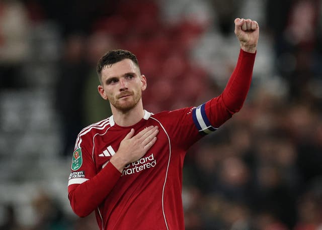 <p>Andy Robertson has found himself out of the team more often than not this term</p>