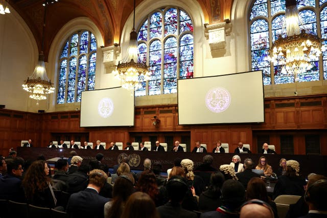 <p>ICJ president Yuji Iwasawa presides over a hearing in a landmark case brought by the Gambia accusing Myanmar of committing genocide against the Rohingya</p>