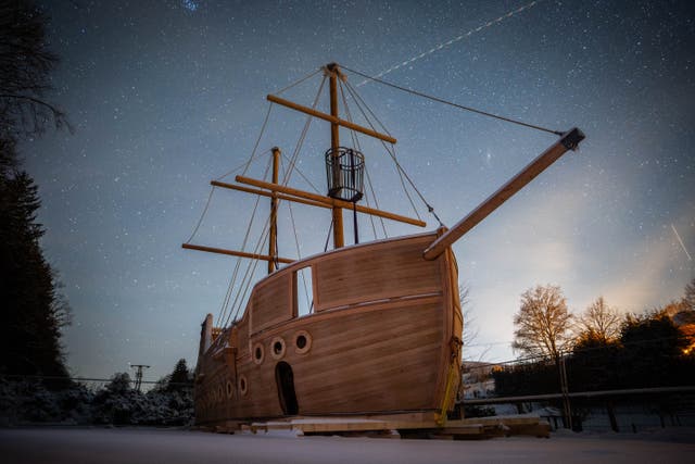 Stars above a new 12 metre tall galleon near the village of Frasdorf, Germany (James Manning/PA)