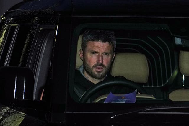 Michael Carrick arriving at Manchester United’s training ground on Wednesday morning (Martin Rickett/PA)