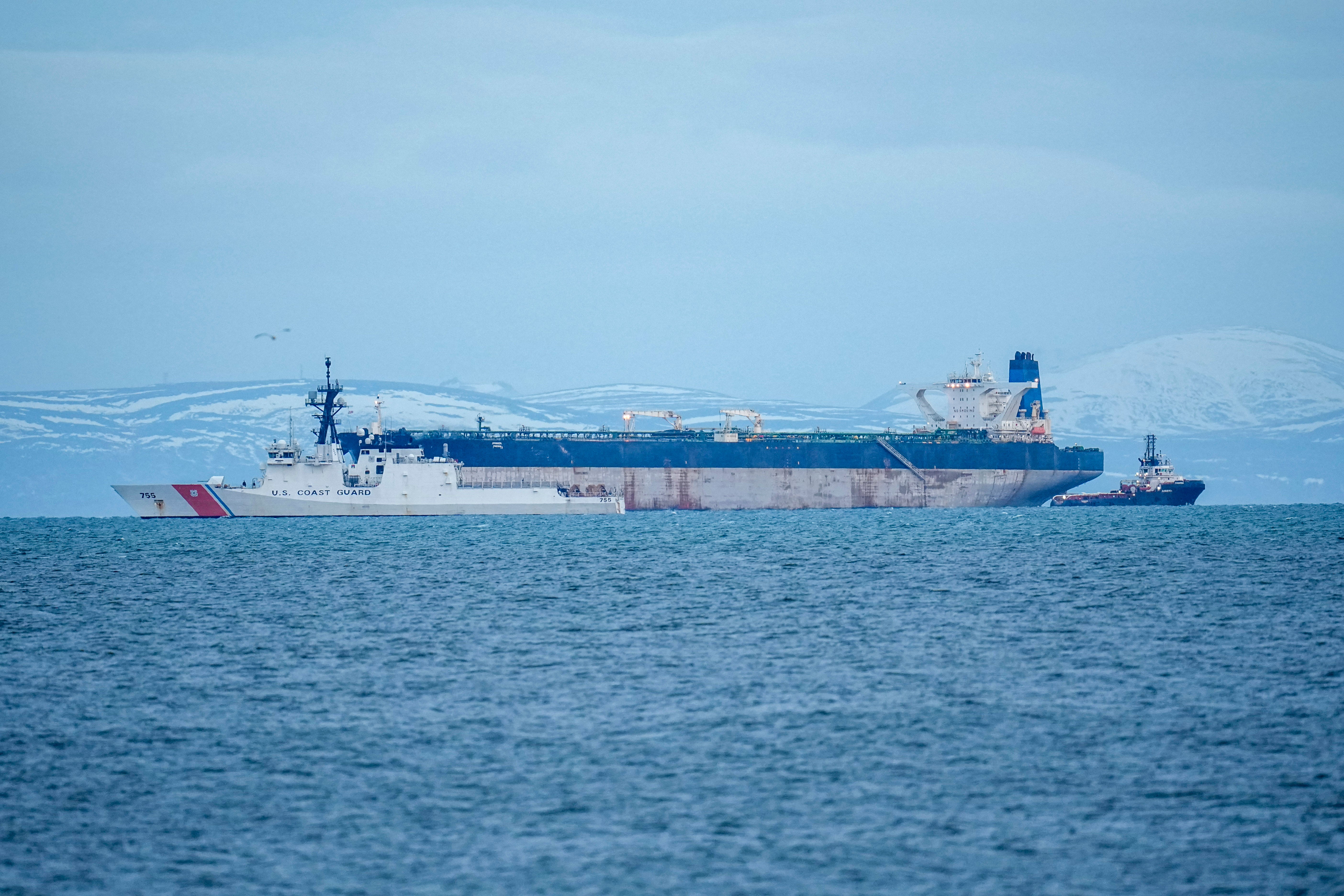 <p>Seized tanker Marinera in the Moray Firth</p>