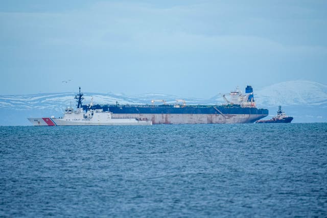 <p>Seized tanker Marinera in the Moray Firth</p>