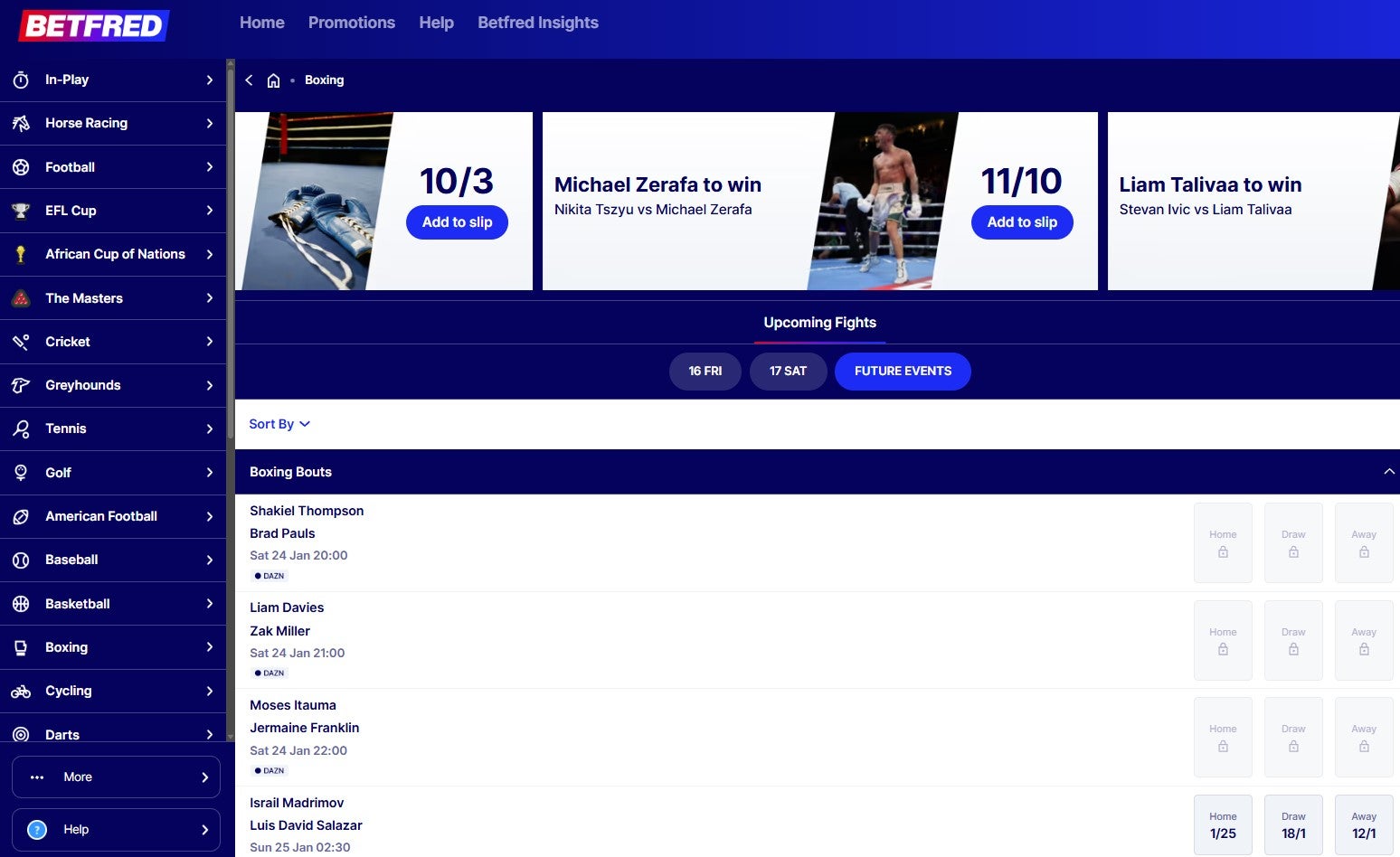 Betfred have one of the cleanest interfaces among boxing betting sites
