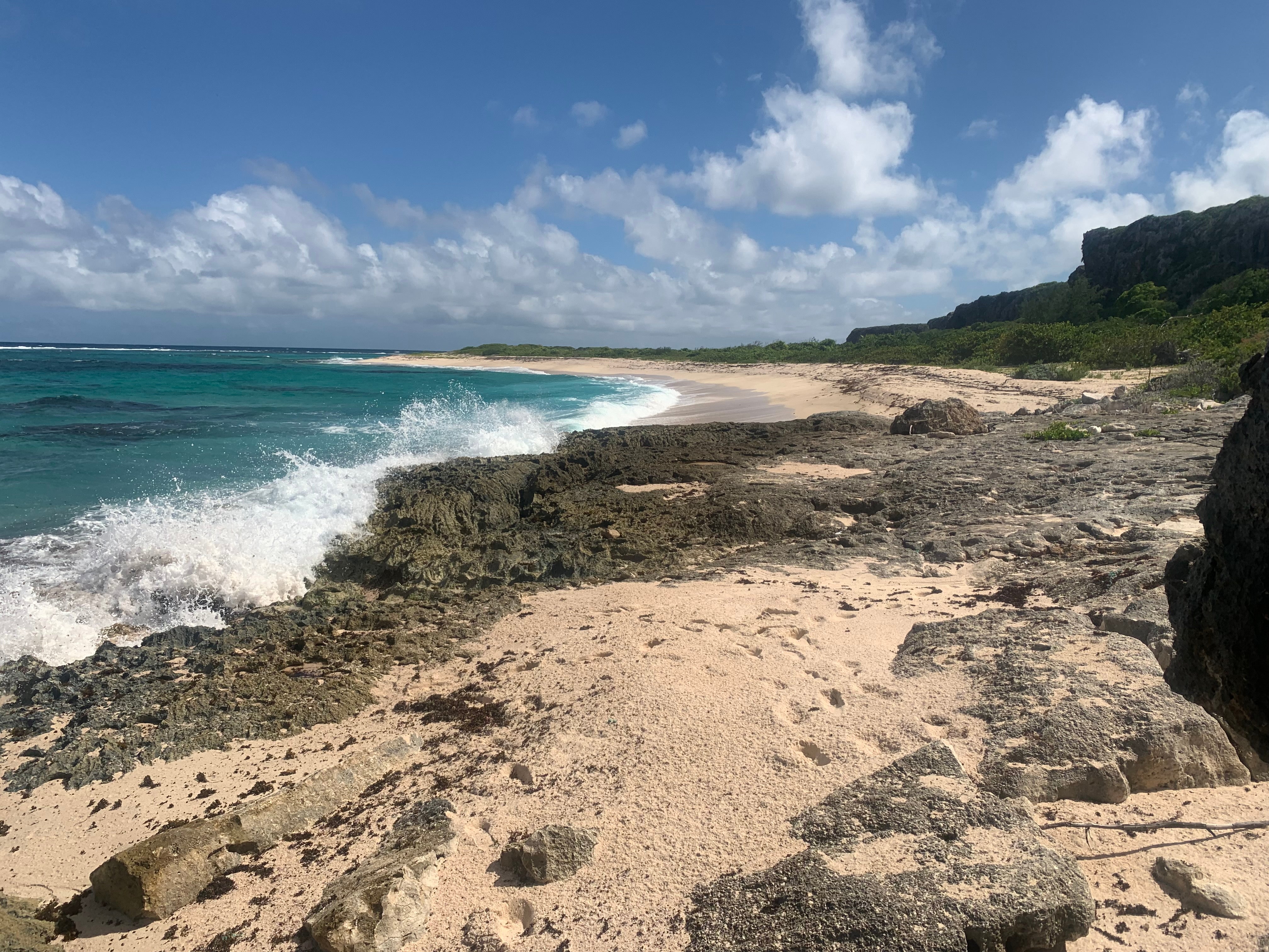 Star Clippers’ Star Flyer ship moors off Barbuda, a small Caribbean island