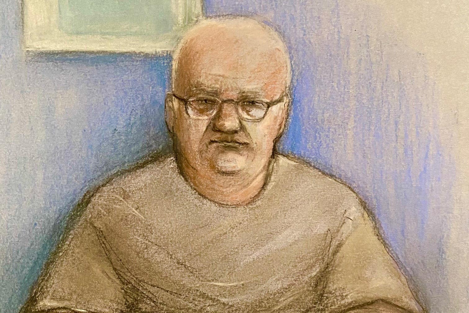 Court artist sketch of Steve Wright in June 2024