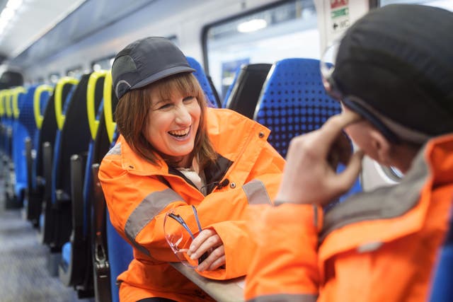<p>Chancellor of the Exchequer Rachel Reeves during a visit to Neville Hill TrainCare Depot (Danny Lawson/PA)</p>