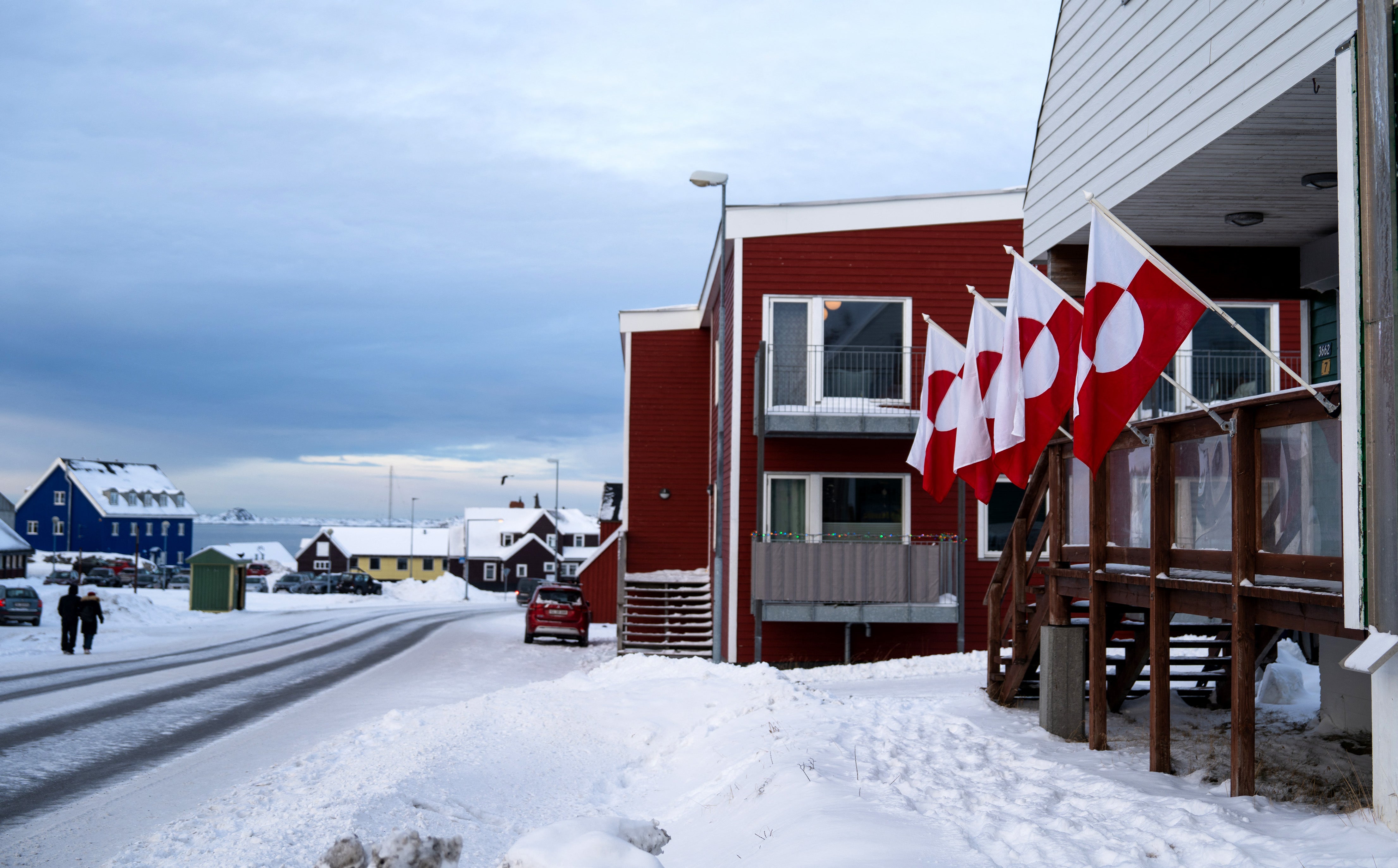 <p>Greenlandic flags in Nuuk</p>