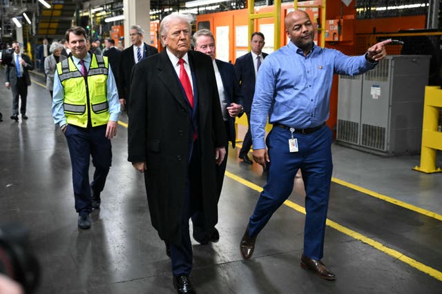 <p>President Donald Trump tours Ford’s factory in Dearborn, Michigan, Tuesday</p>