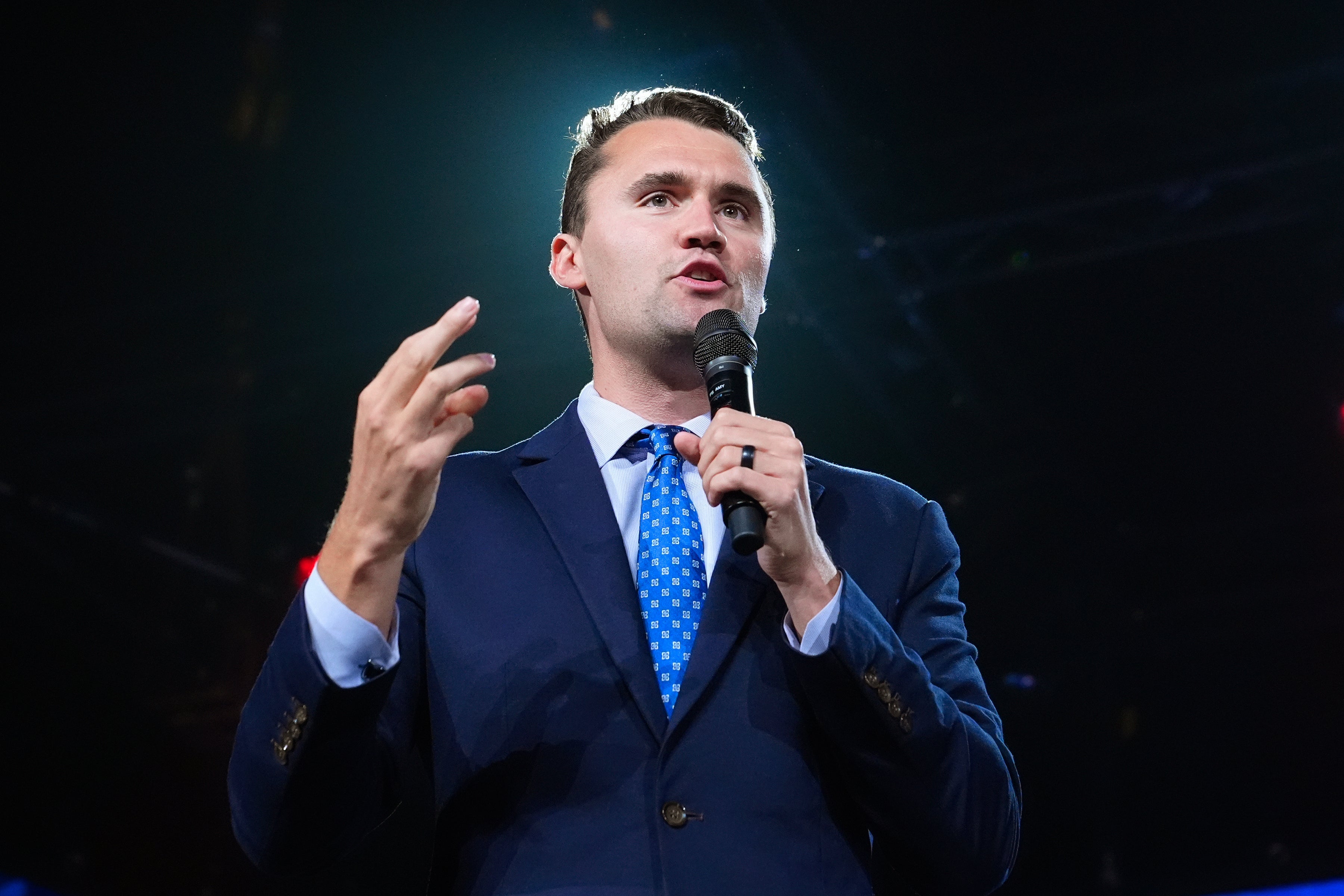 Turning Point USA Founder Charlie Kirk speaks at a Turning Point event prior to Republican vice presidential nominee Sen. JD Vance, R-Ohio, speaking, Sept. 4, 2024, in Mesa, Ariz. (AP Photo/Ross D. Franklin, File)