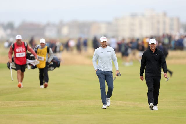 <p>Wyndham Clark (left) has questioned Brooks Koepka’s return to the PGA Tour</p>