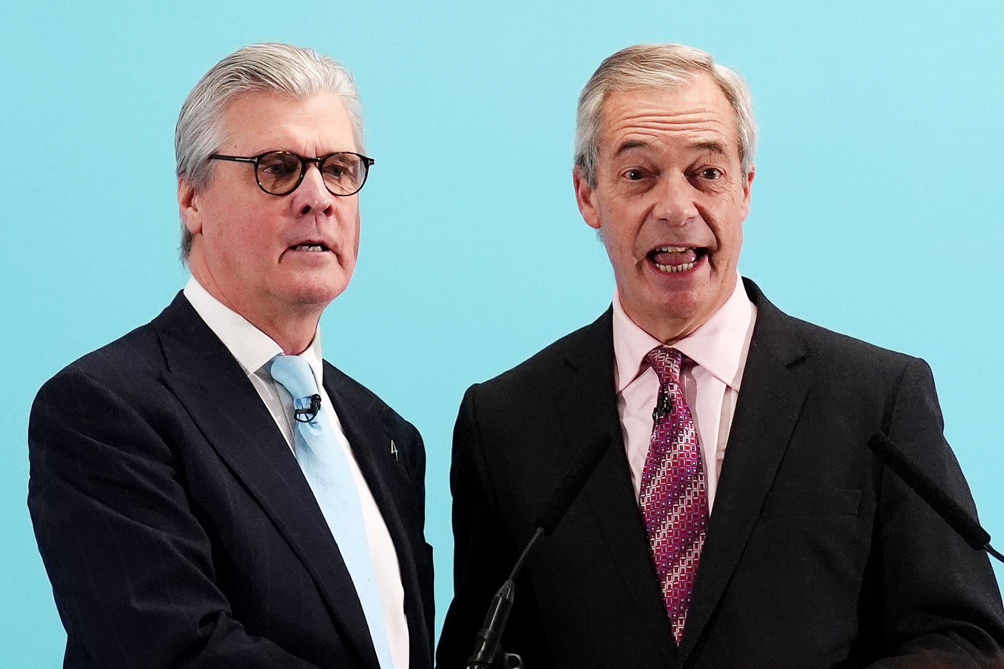 <p>Reform UK leader Nigel Farage, right, with his new Scottish party leader Malcolm Offord (Andrew Milligan/PA)</p>