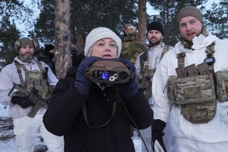 Foreign Secretary Yvette Cooper at Mauken Training Area near Camp Viking on Thursday