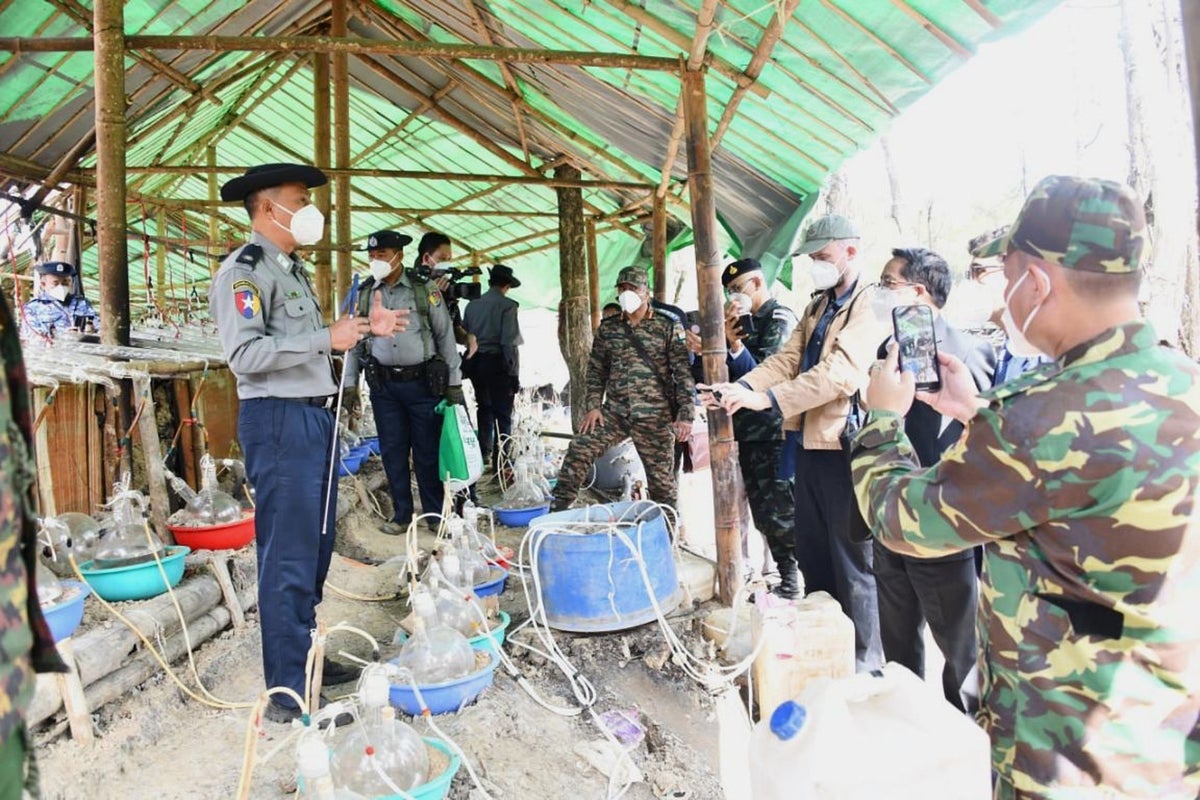 Myanmar's military government claims a record seizure of illicit drugs at production sites