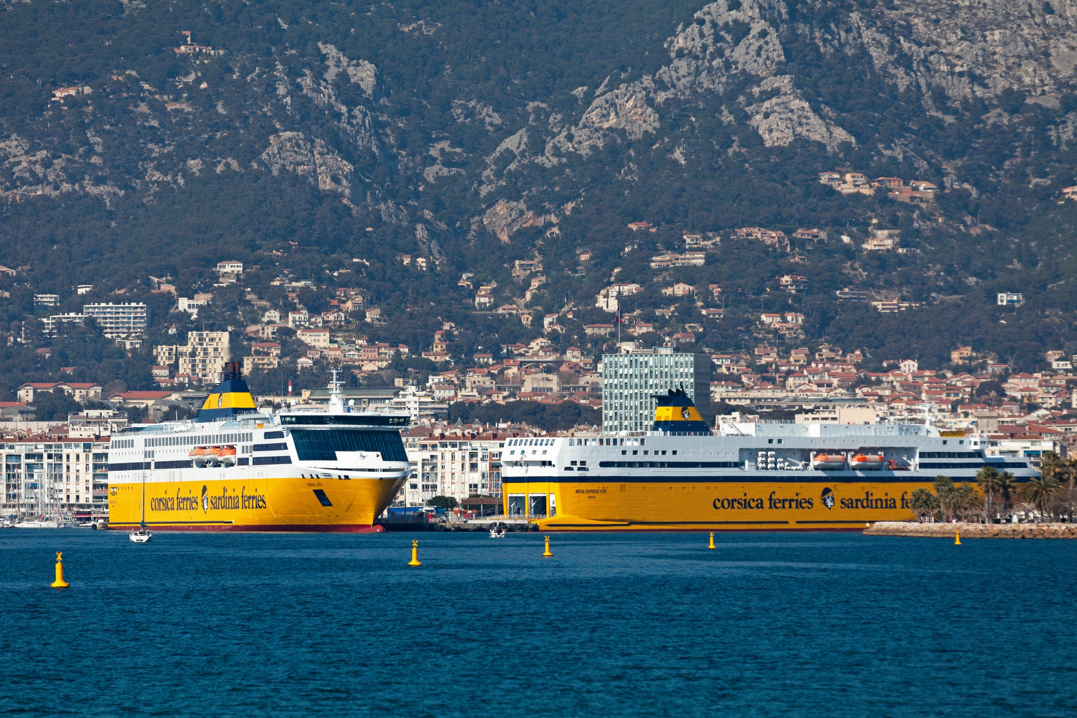 <p>Europe’s ferries provide a more tranquil way of moving from one country to another. Pictured are ferries in Toulon harbor, France</p>