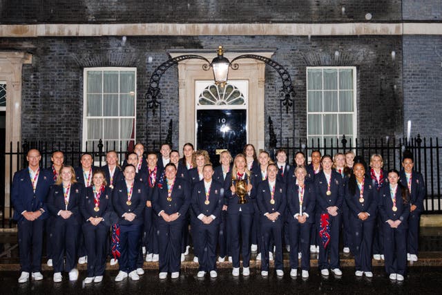 <p>The Red Roses visited 10 Downing Street to celebrate their World Cup triumph</p>
