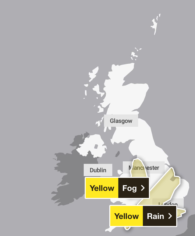 Met Office issues yellow fog warnings after parts of UK battered by ...