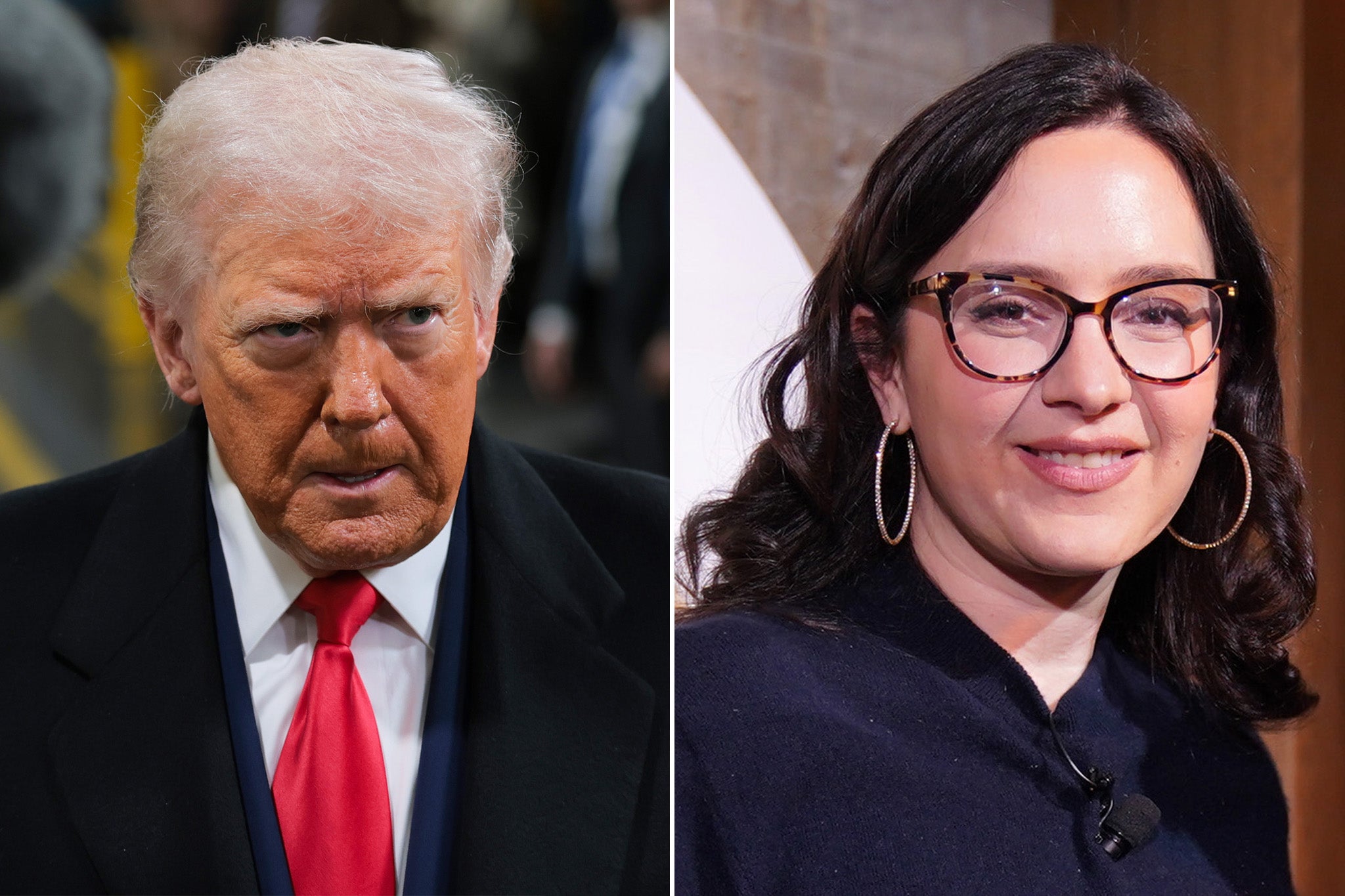 <p>Sources told The Independent that Bari Weiss and Donald Trump exchanged kisses on the cheek following the president’s 60 Minutes interview.</p>