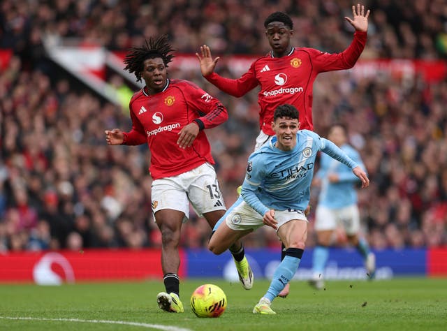 <p>Phil Foden lasted just 45 minutes of the derby clash with Manchester United having suffered a suspected broken hand</p>