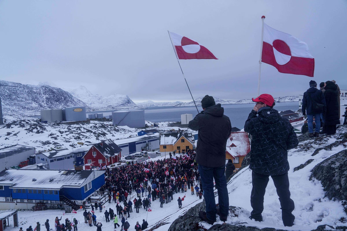 Photos show Greenlanders brave near-freezing temperatures to march against Trump&rsquo;s takeover threats